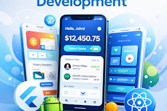 develop flutter, react native and android crossplatform mobile apps