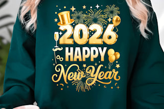 design festive christmas and new year t shirt typography design