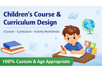 design children course, curriculum activity worksheets