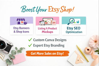do canva etsy banner, canva listing and product mockups, etsy SEO, etsy branding