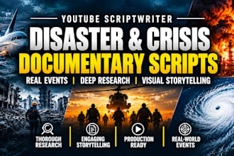 write disaster and crisis documentary scripts for youtube