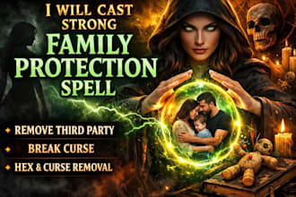 cast strong family protection spell, remove third party, break curse, hex curse