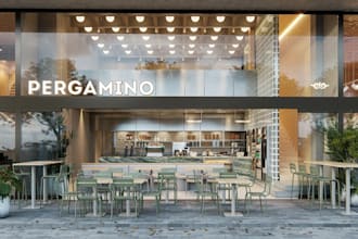 renovate street coffee shop,outdoor seating design,restaurant render,café bakery
