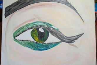 paint an eye, in close up, in acrylic on canvas
