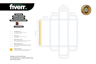 design custom box packaging dieline, die cut and print ready template