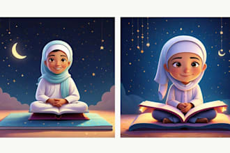 do ramadan and any islamic story on children book illustration and cover