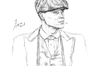 draw a digital scribble art abstract portrait