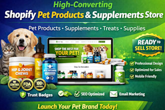 design pet supplements shopify store pet nutrition pet health products pet care
