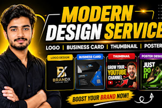 design modern logo, business card, thumbnail and poster professionally