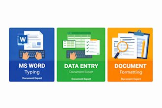 do ms word typing data entry and document formatting