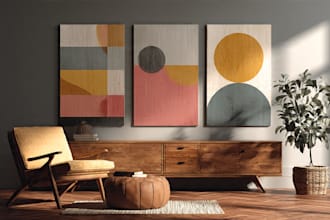 make mid century modern digital wall art for etsy store