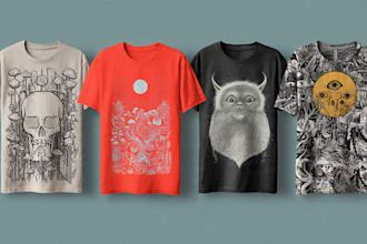 create custom illustrated retro vintage tshirt designs