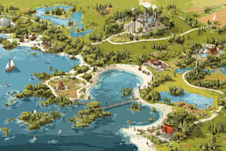 fantasy map illustration vector event map design tourist map