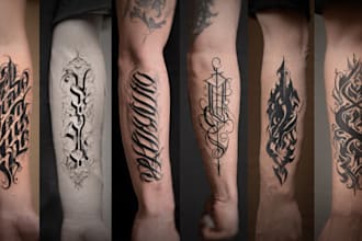create handdrawn persian arabic calligraphy tattoo
