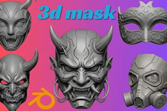 design 3d mask 3d helmet halloween mask 3d cosplay mask oni mask for 3d printing