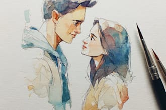 create a watercolor family portrait