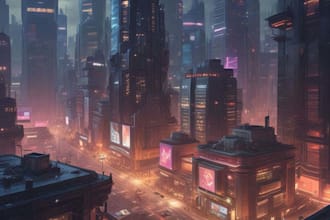 illustrate a futuristic sci fi city concept with cinematic