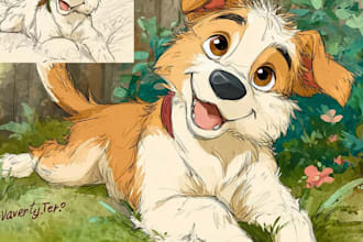 pet portrait into cute disney style