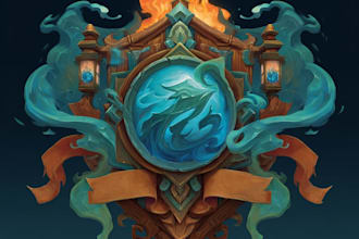 draw a fantasy, rpg, sci fi, steam game logo