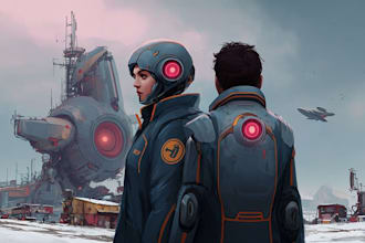 create futuristic sci fi art for novels, covers