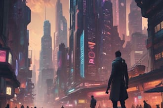 design original sci fi city concept art futuristic
