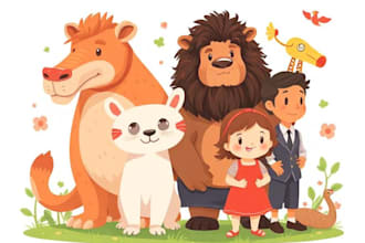 do vector design of characters, animals and people