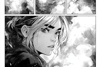 draw a comic book page illustration or webtoon episodes
