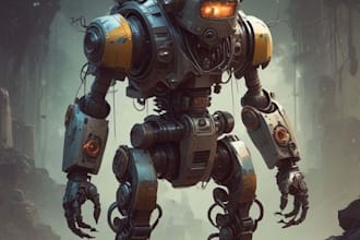 create retro mecha or scifi gundam art
