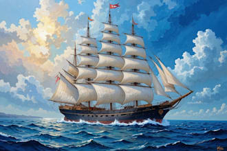 create ship oil painting of you idea