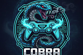 design a fierce and dynamic snake gaming logo for your team or brand