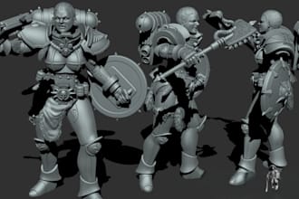 create high detailed 3d warhammer 40k model,3d armored warrior,3d printable, stl