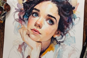hand paint professional watercolor portraits for you