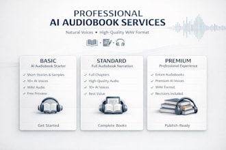 turn your book, script, or ebook into a premium ai audiobook