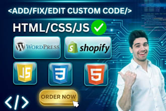 fix HTML, CSS, js code and liquid code of your shopify and wordpress