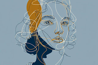 draw abstract continuous line portrait art for you