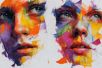 paint expressive colorful abstract portraits