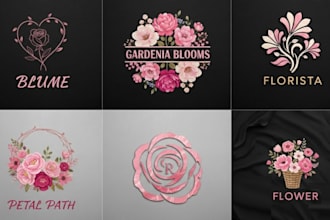 do wonderful floral, garden, botanical, flower shop, female, pink logo for you