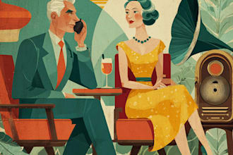 draw vintage retro art illustration