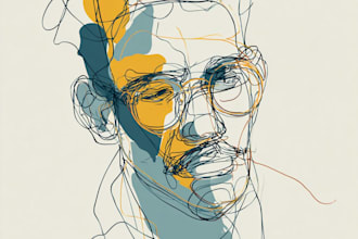 draw abstract continuous line portrait art for you