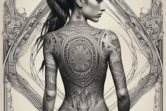 professional tribal tattoo design illustration