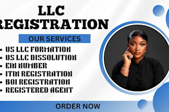 do US llc registration, ein tax id, nif, dba filling, pllc, lp, itin, boi report