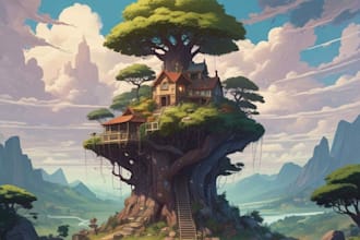 draw anime background, 2d environment, landscape