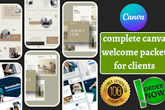 design a complete canva welcome packet for clients or onboarding, brand packet