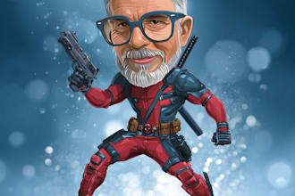 draw premium superhero caricature character