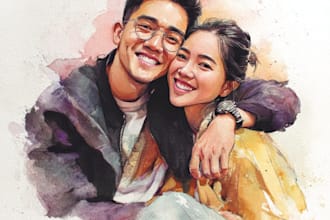 do custom portrait art, personalized couple portrait
