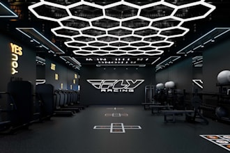 design residentiol and commercial gym with 3d render