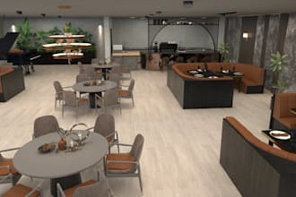 restyle 3d dining area,cgi restaurant interior,beverage shop render,d5 cafe bar