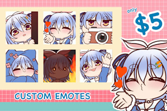 draw twitch emotes, chibi, stickers, vtuber for stream