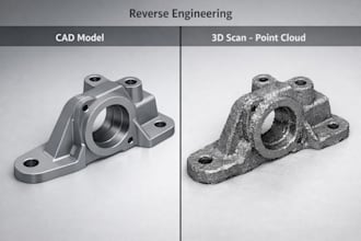 do reverse engineering and 3d modeling from stl or 3d scan to cad