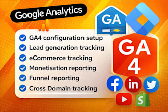 set up ga4 lead and ecommerce tracking via GTM alongside google ads and social